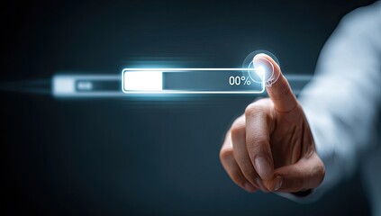 A hand touching a digital progress bar