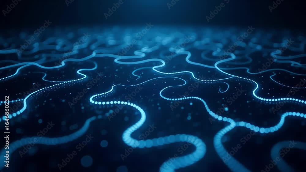 Poster abstract blue background with glowing lines animation for technology and science design