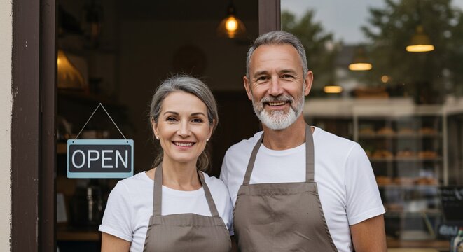 Senior Couple Small Business Owners - Powered by Adobe