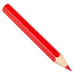 Red wooden pencil with a yellow eraser, isolated on a white background, symbolizing drawing, writing, and education