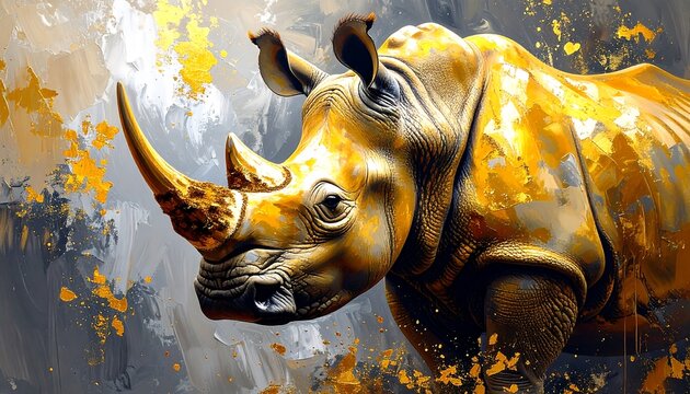 Golden Rhinoceros Portrait