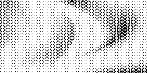 Triangular Halftone Texture Retro wave Vector Geometric Technology Abstract Background. Half Tone Triangles Retro Colored Pattern. Minimal 80s Style Dynamic Tech Structure Wallpaper