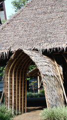 the roof of the house is thatched