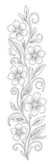 Intricate Floral Line Art Black and White Drawing of Flowers, Leaves, and Vines