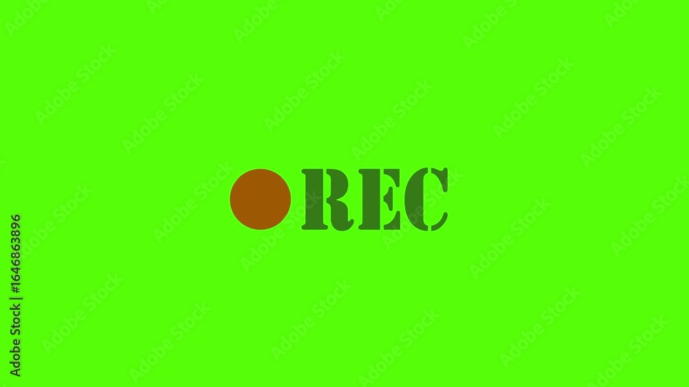Fototapete recording text animation blinking rec motion graphics 4k animation green screen, chroma key backgrou