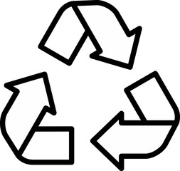 Recognizable recycling symbol in a clean, modern outline design, perfect for promoting sustainability and eco-friendly practices across all platforms