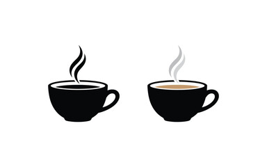 Fototapeta premium Two cups of coffee with steam isolated on white background, a symbol of warmth, comfort, and the simple pleasures of life