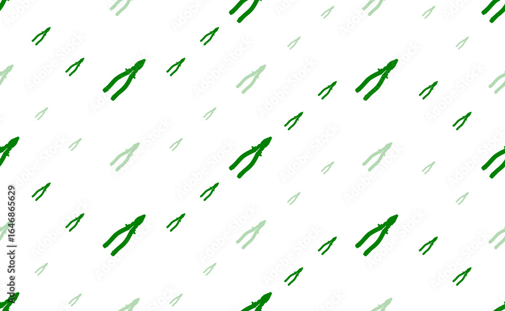 Aufkleber seamless pattern of large and small green pliers symbols. the elements are arranged in a wavy. illus