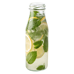 Bottle of Mint Lemonade Isolated on Transparent Background