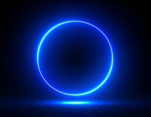 Glowing blue neon circle on dark background