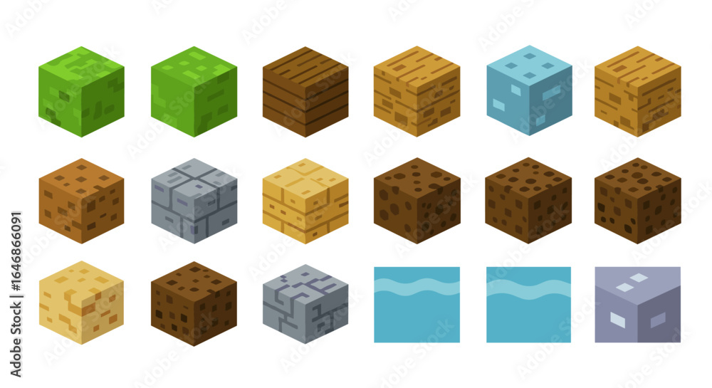 Poster colorful block collection featuring various cube designs for creative projects