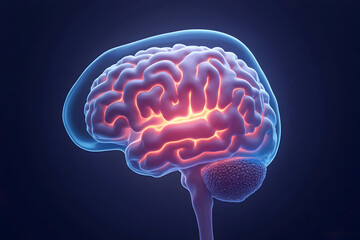 Human Brain Anatomy with Glowing Neural Activity Illustration