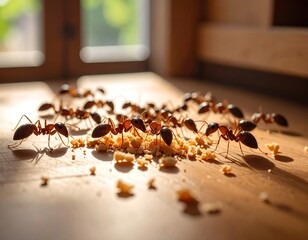 Ants feasting on crumbs (2)