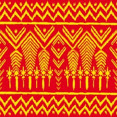 Ikat Textile Pattern: Vibrant geometric pattern, evoking cultural textile design, with intricate details and rich color, suitable for various creative applications.