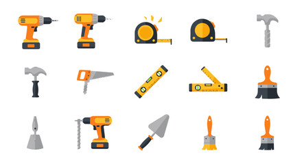 Set of construction and repair tools with a modern flat design