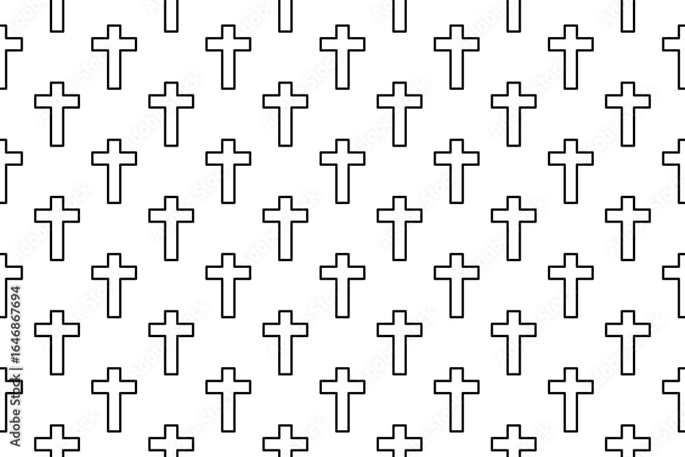 Poster seamless pattern completely filled with outlines of cross symbols. elements are evenly spaced. illus