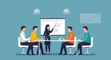 Fototapeta premium Team collaboration in modern office setting for business presentation