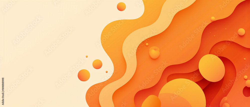 Aufkleber luxury orange abstract papercut background with 3d geometry circles.abstract hexagon papercut design