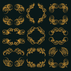 Decorative Golden Border Elements Vector Artwork