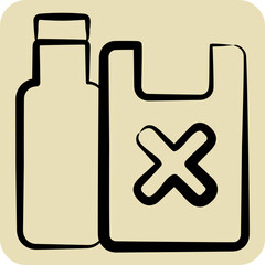 Icon Plastic Waste. related to Waste symbol. hand drawn style. design editable