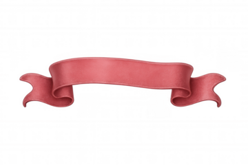 Red waving ribbon banner with transparent background, perfect for adding a touch of elegance to designs