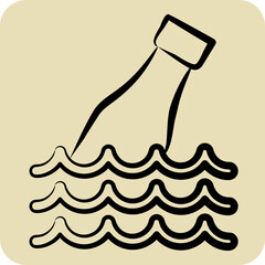 Icon Ocean Trash. related to Waste symbol. hand drawn style. design editable