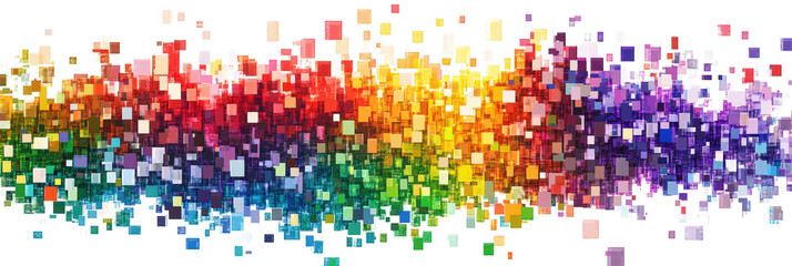 Abstract colorful squares forming a rainbow spectrum isolated on transparent background