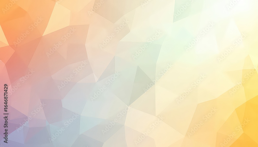 Poster soft and subtle polygonal gradient background with shifting tones of peach, yellow, blue, and white 