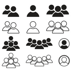 People group icon set. Team people. User profile symbol. Group of people or group of users collection. Persons symbol - stock vector.