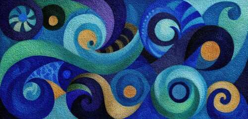 Abstract swirling blue artwork with textured effect