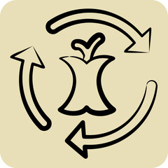 Icon Composting. related to Waste symbol. hand drawn style. design editable