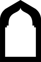 Traditional Islamic Arch Mosque Entrance with Door and Window Frame