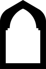 Traditional Islamic Arch Mosque Entrance with Door and Window Frame