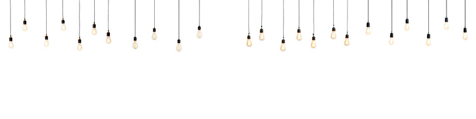 String Lights - Hanging Light Bulbs on White Background for Festive Decorations