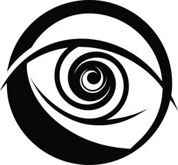 Abstract swirling eye silhouette logo design isolated on white background
