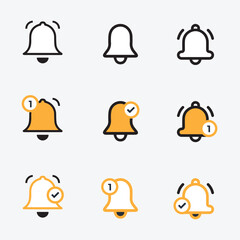 Set notification black and yellow icons. Notification icon symbol for applications, invitation, web and other. notification sign