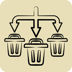 Icon Waste Sorting. related to Waste symbol. hand drawn style. design editable