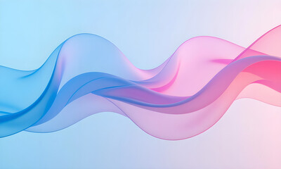 Fototapeta premium Abstract flowing blue and pink fabric wave on gradient background texture