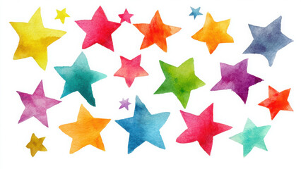 Obraz premium Colorful watercolor stars background for kids design and decoration