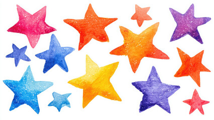 Obraz premium Colorful watercolor stars background for kids design and decoration