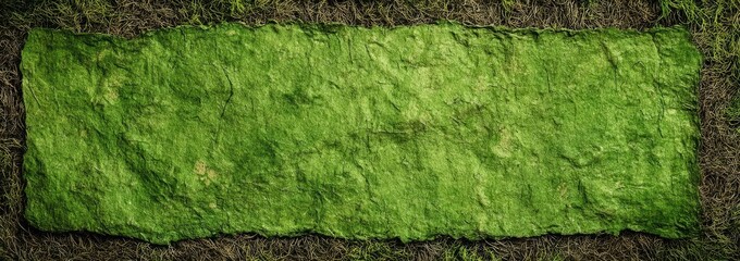 Textured green rectangular patch on dark substrate