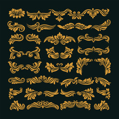 Royal Gold Border Elements Vector Collection