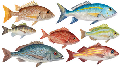 set of Ocean fish isolated