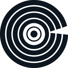Concentric circles target silhouette isolated on white background