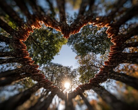 Human hands forming a circle in nature background for International Human Solidarity Day