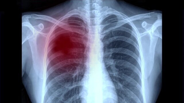 Medical x-ray of lung cancer or pneumonitis, tuberculosis at Chest and Respiratory Medical Center.	
