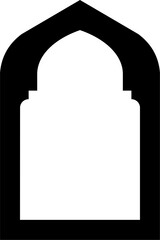 Traditional Islamic Arch Mosque Entrance with Door and Window Frame