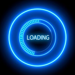 Glowing blue circular loading indicator with progress bar