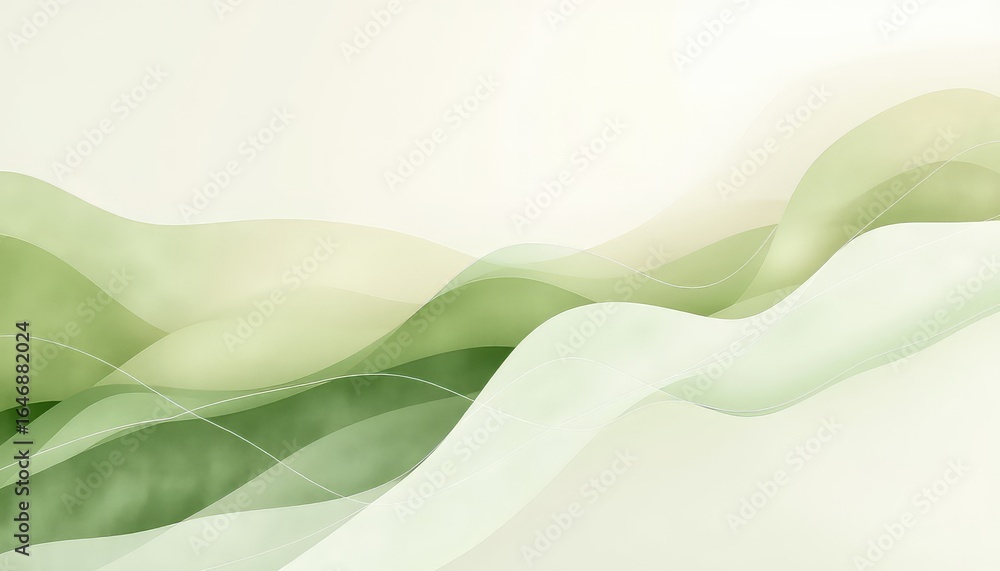 Poster tranquil rolling shapes of various green tones create a soft abstract flow with subtle textured surf