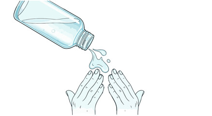 An illustration demonstrating proper hand washing, with soap or sanitizer being applied to hands to ensure cleanliness and hygiene.